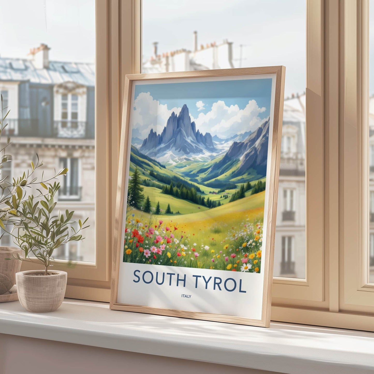 South Tyrol Poster - Italy Travel Art - Vibrant Flower Meadow Home Decor