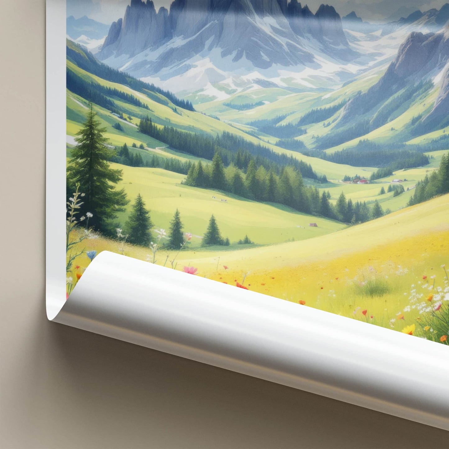 South Tyrol Poster - Italy Travel Art - Vibrant Flower Meadow Home Decor