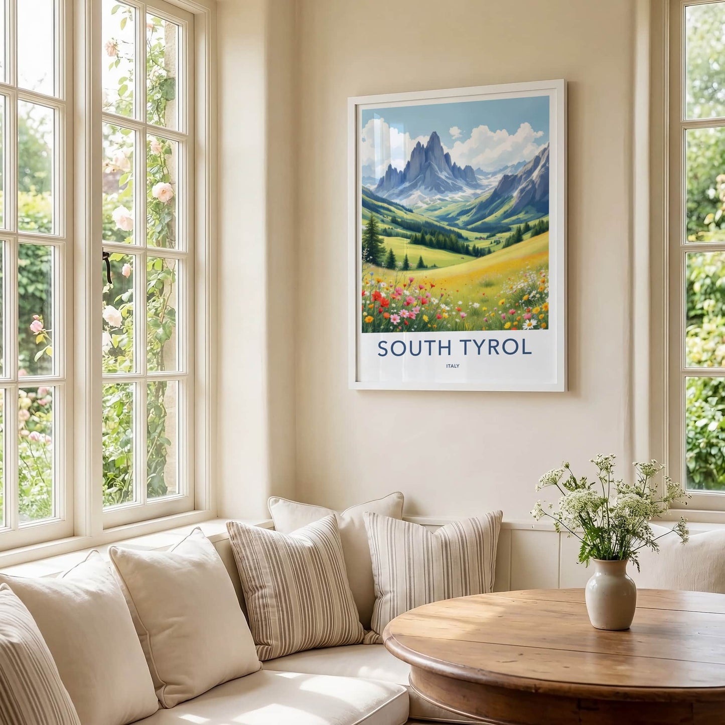 South Tyrol Poster - Italy Travel Art - Vibrant Flower Meadow Home Decor