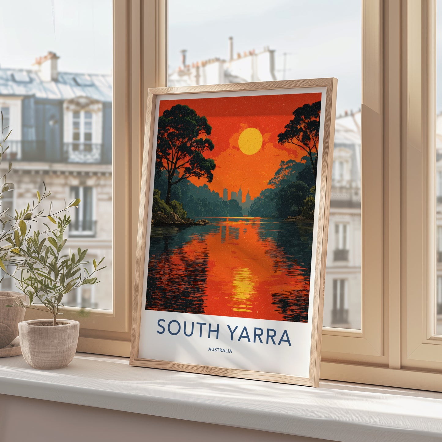 South Yarra Poster - Australia City Skyline Reflected Home Art