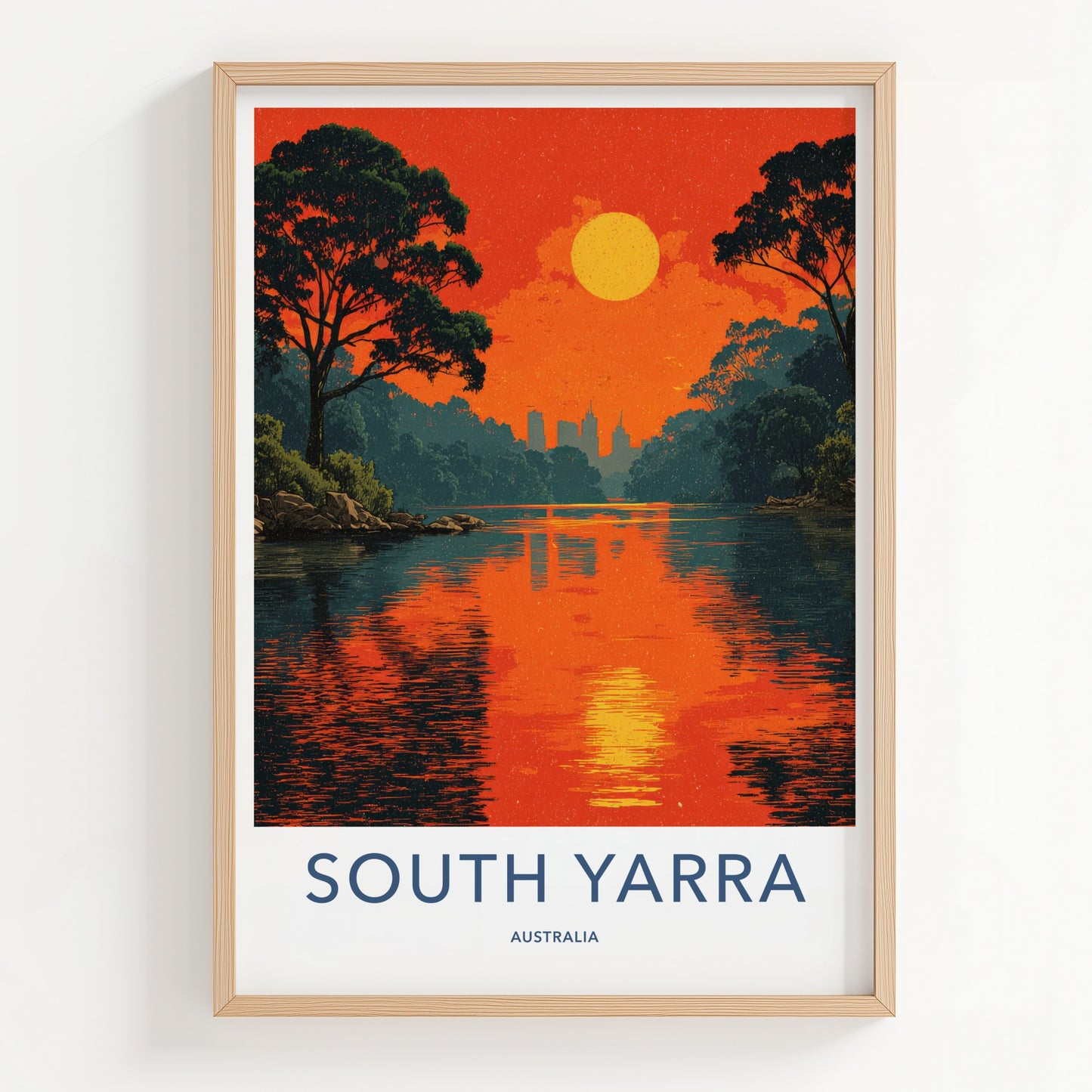 South Yarra Poster - Australia City Skyline Reflected Home Art