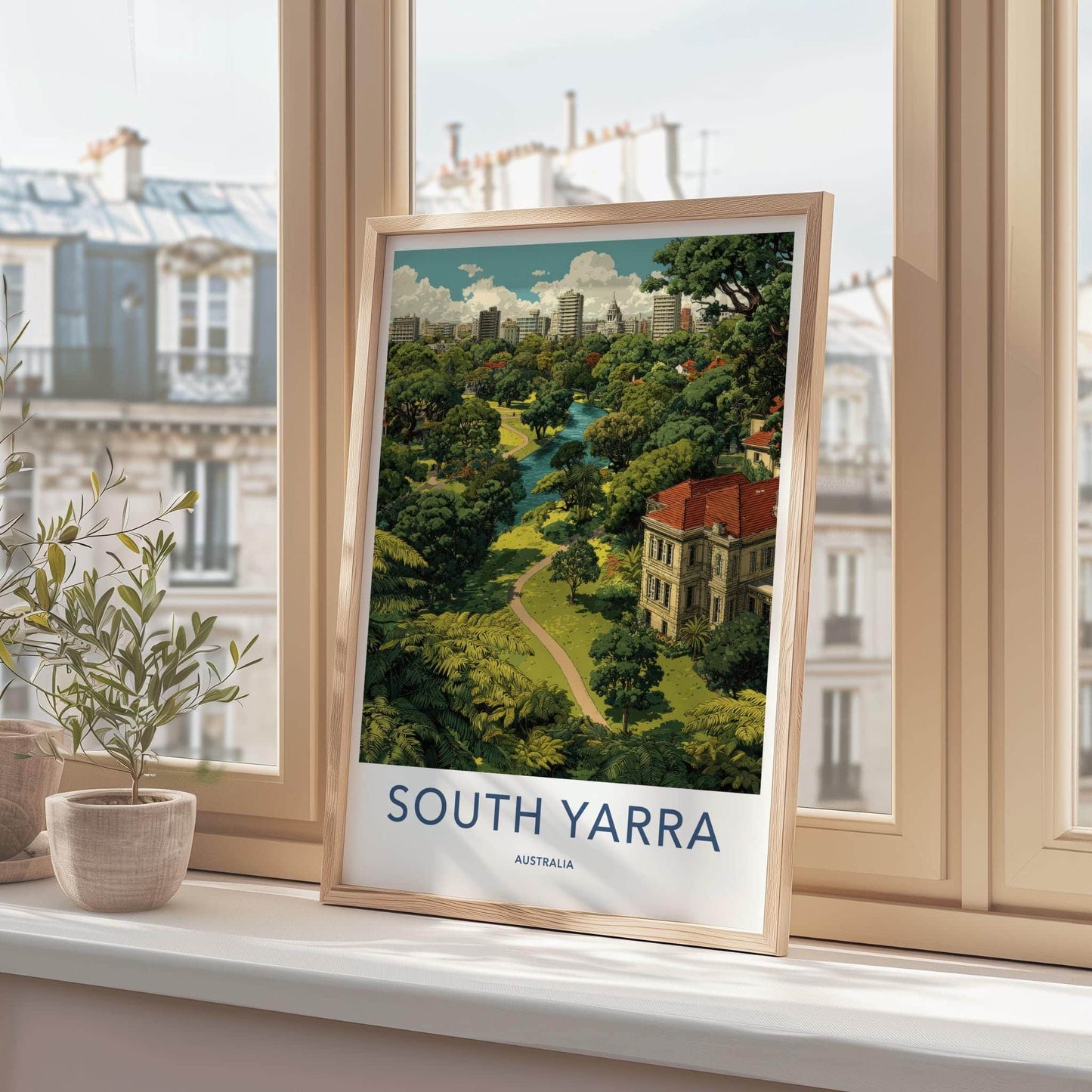South Yarra Poster - Australia Travel Art - Green Urban Oasis Home Decor