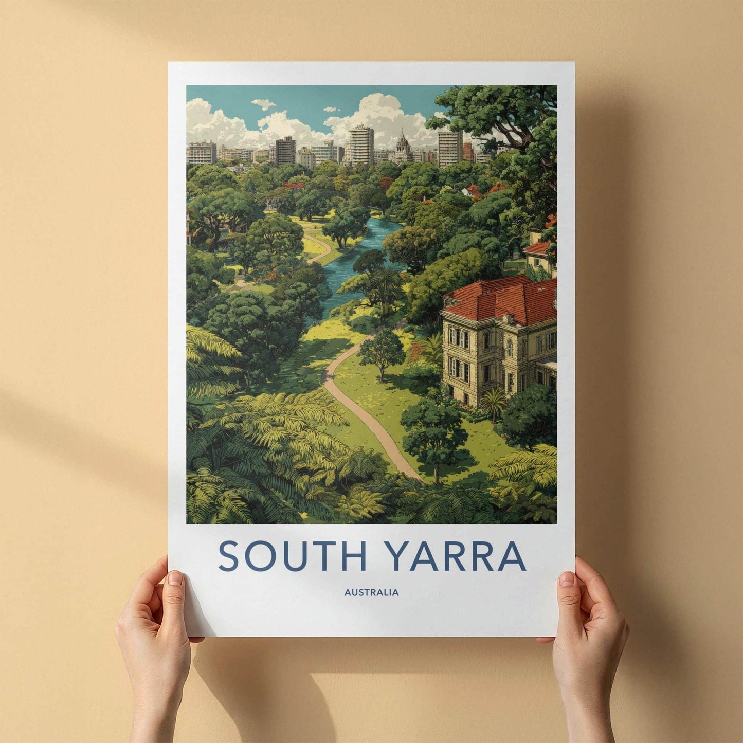 South Yarra Poster - Australia Travel Art - Green Urban Oasis Home Decor