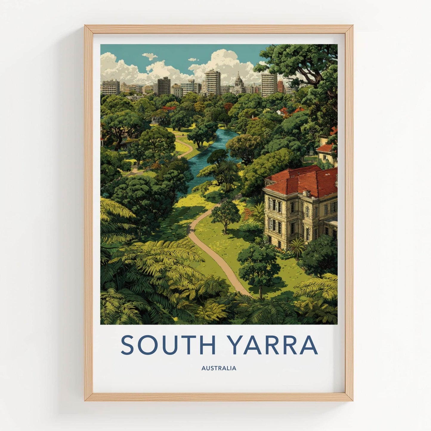 South Yarra Poster - Australia Travel Art - Green Urban Oasis Home Decor