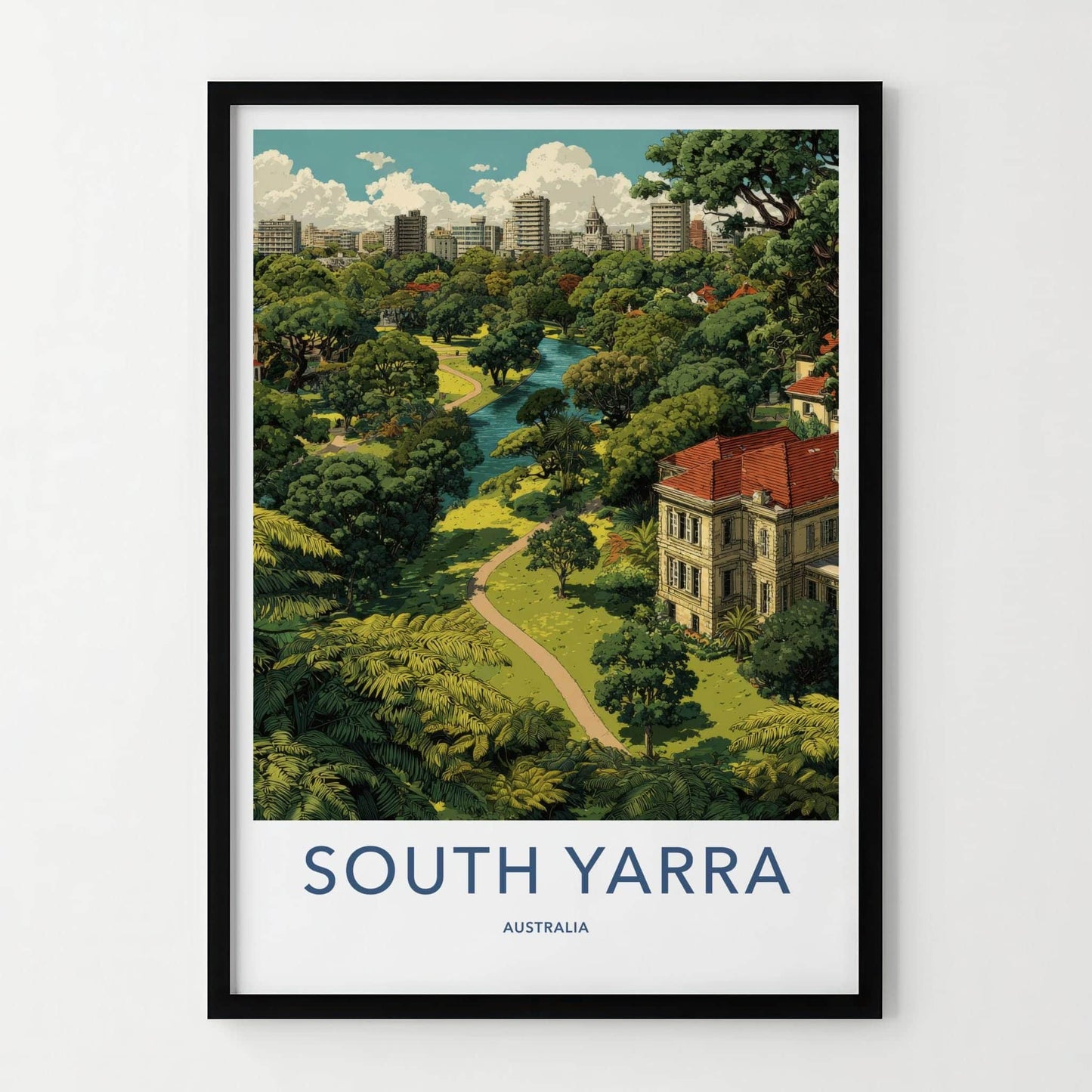 South Yarra Poster - Australia Travel Art - Green Urban Oasis Home Decor