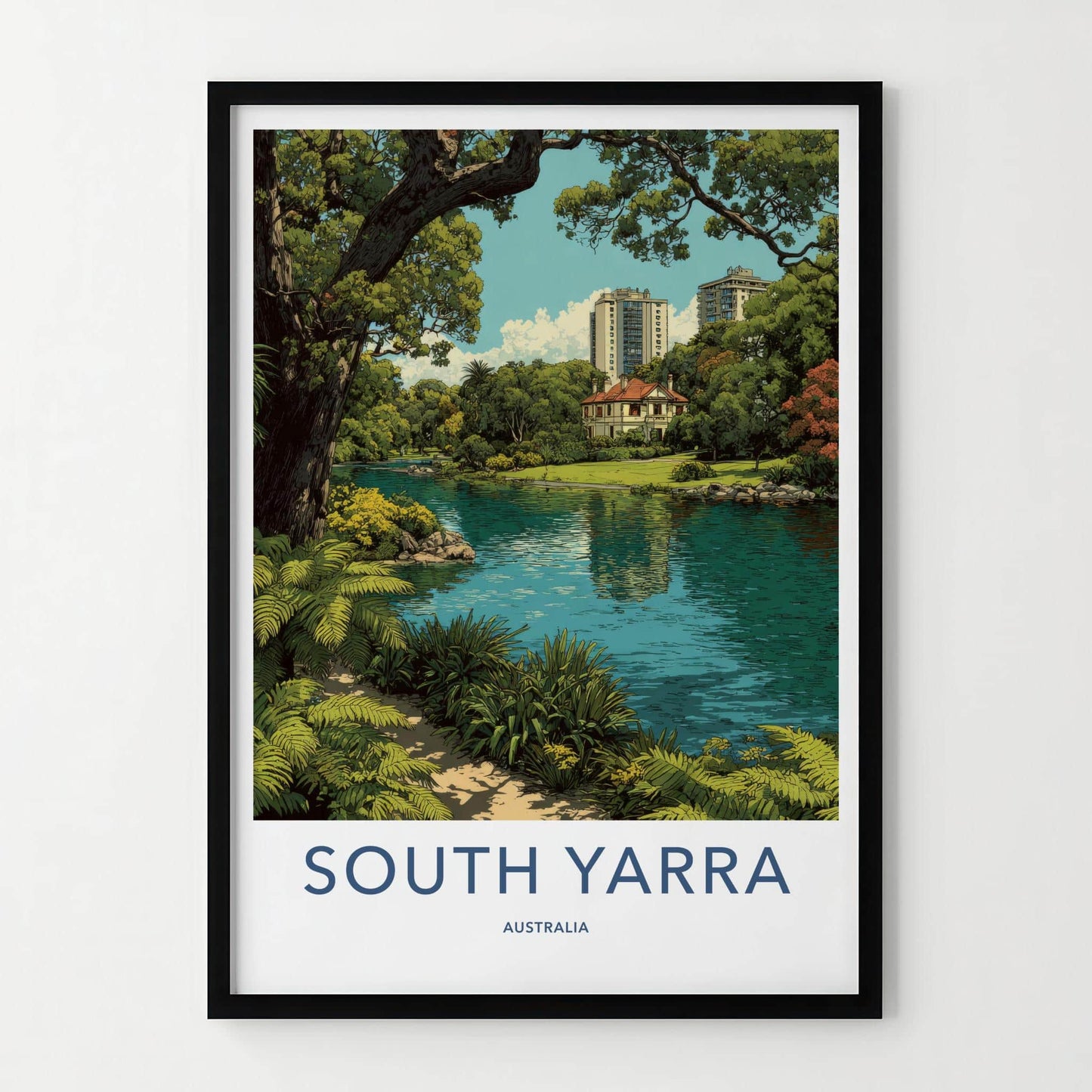 South Yarra Poster - Australia Travel Art - Lakeside Historic Villa Home Decor