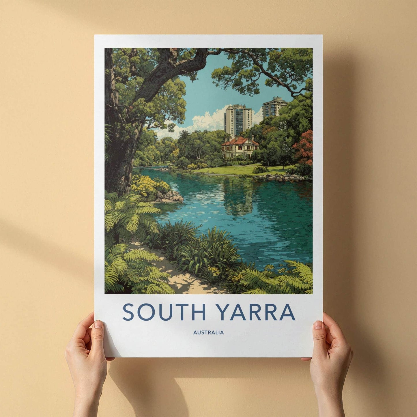 South Yarra Poster - Australia Travel Art - Lakeside Historic Villa Home Decor