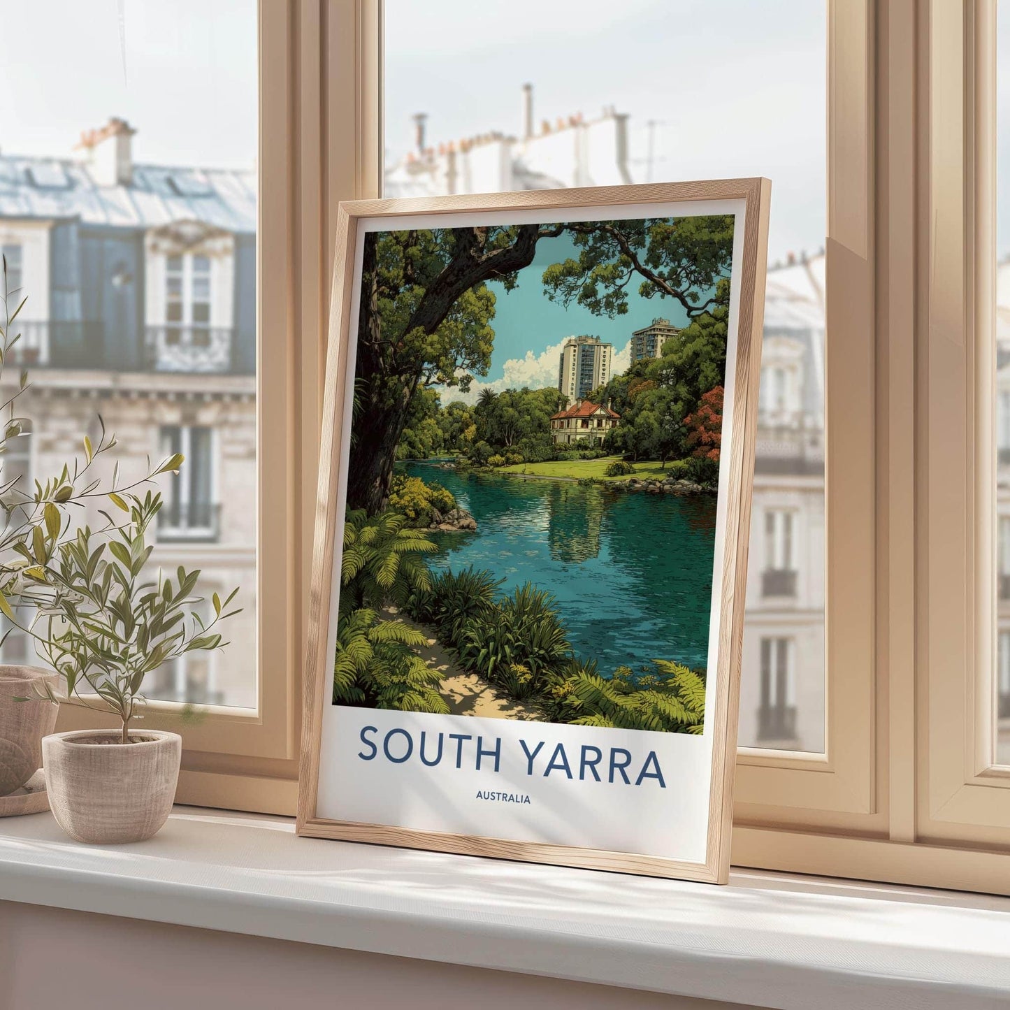South Yarra Poster - Australia Travel Art - Lakeside Historic Villa Home Decor
