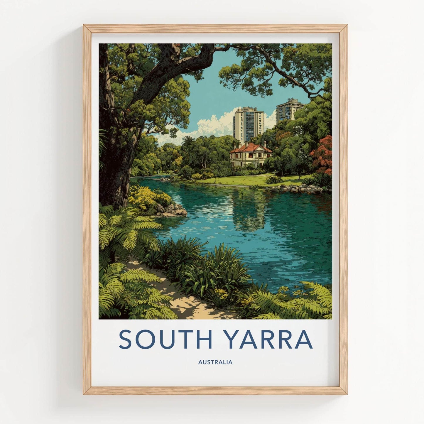 South Yarra Poster - Australia Travel Art - Lakeside Historic Villa Home Decor