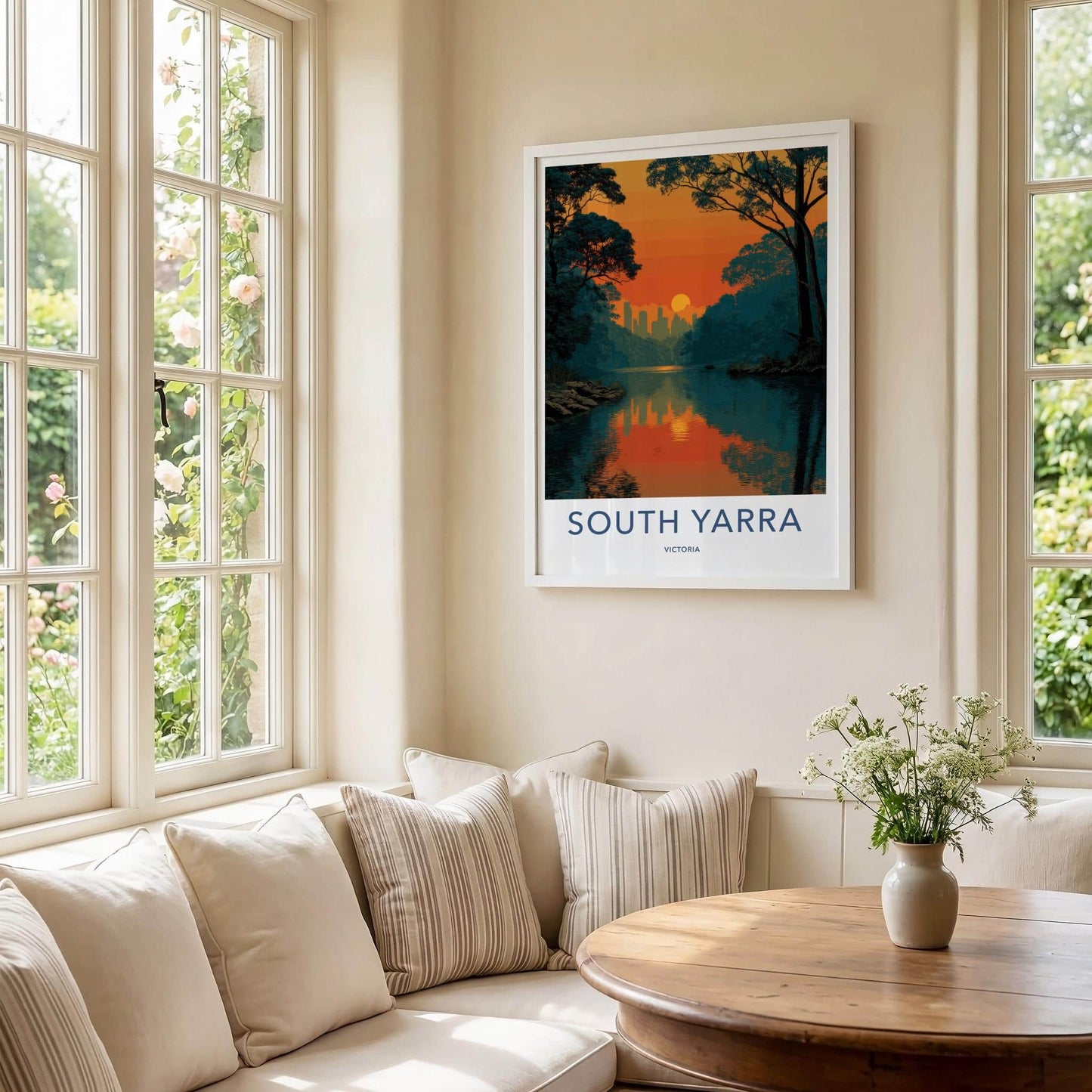 SOUTH YARRA Poster - Australia Travel Art - Sunset City Lake Home Decor