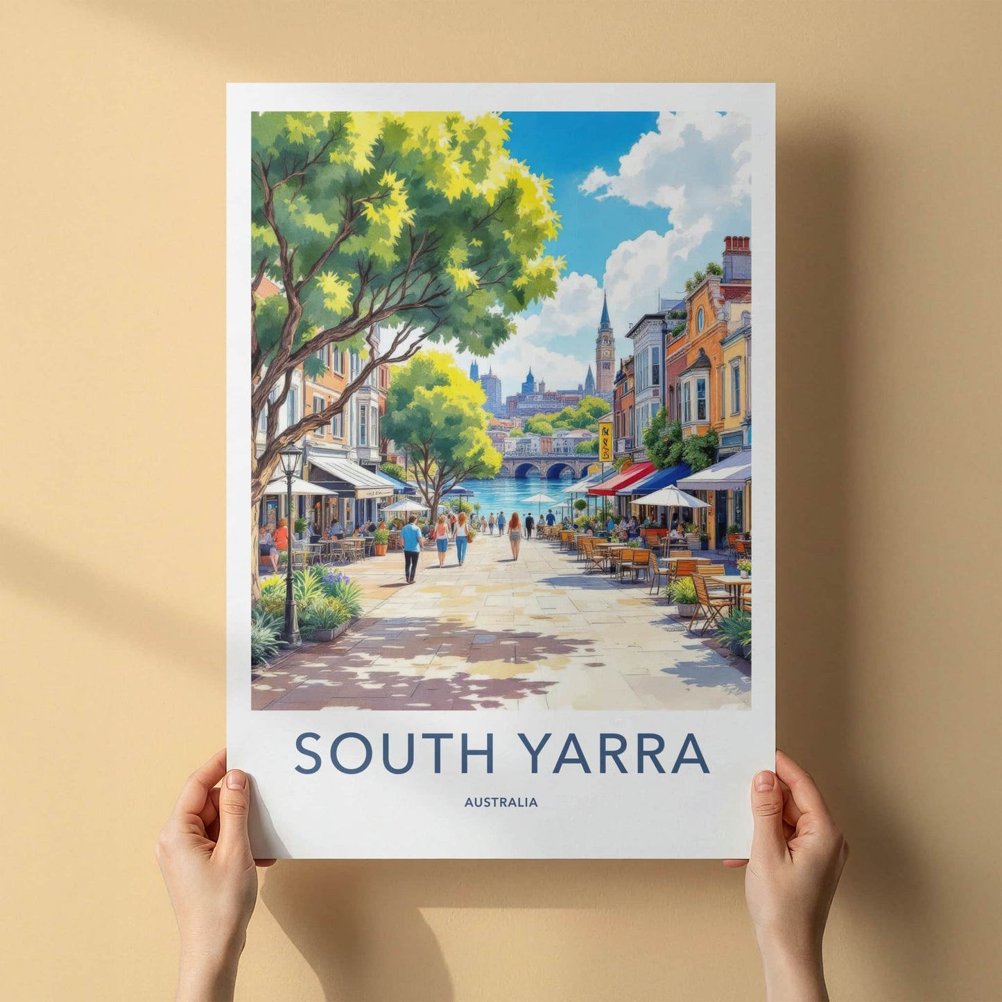South Yarra Poster - Australia Travel Art - Urban Riverfront Cafes Home Decor