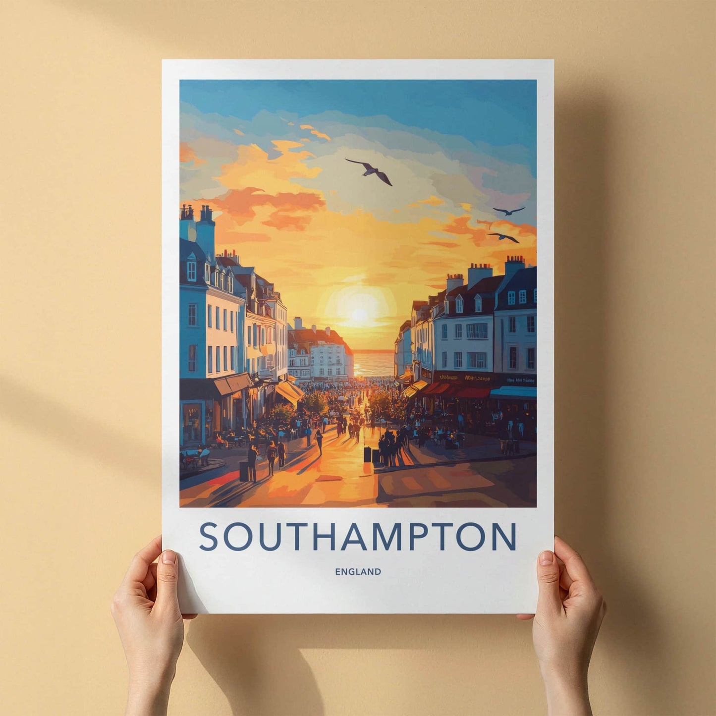 Southampton Poster - England Travel Art - Golden Hour Promenade Home Decor