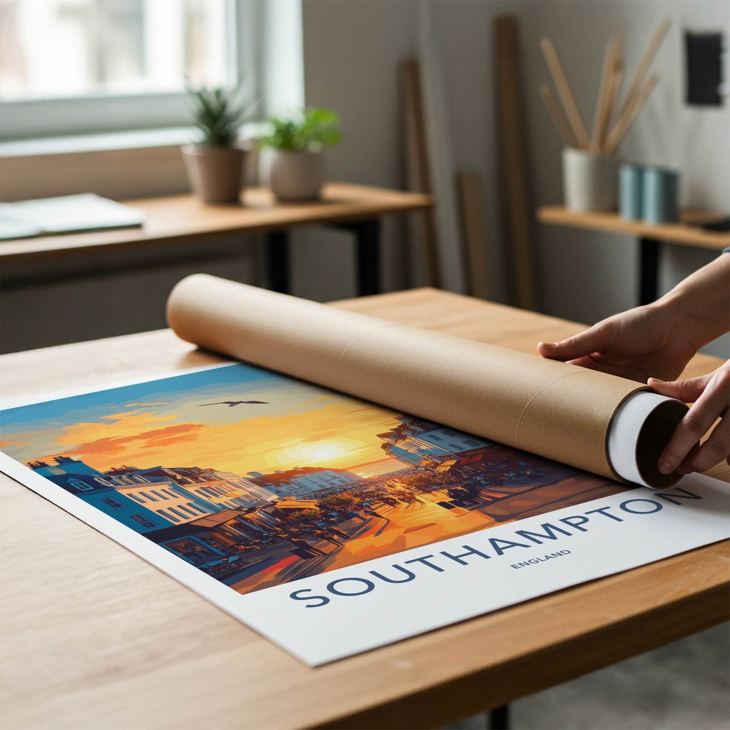 Southampton Poster - England Travel Art - Golden Hour Promenade Home Decor