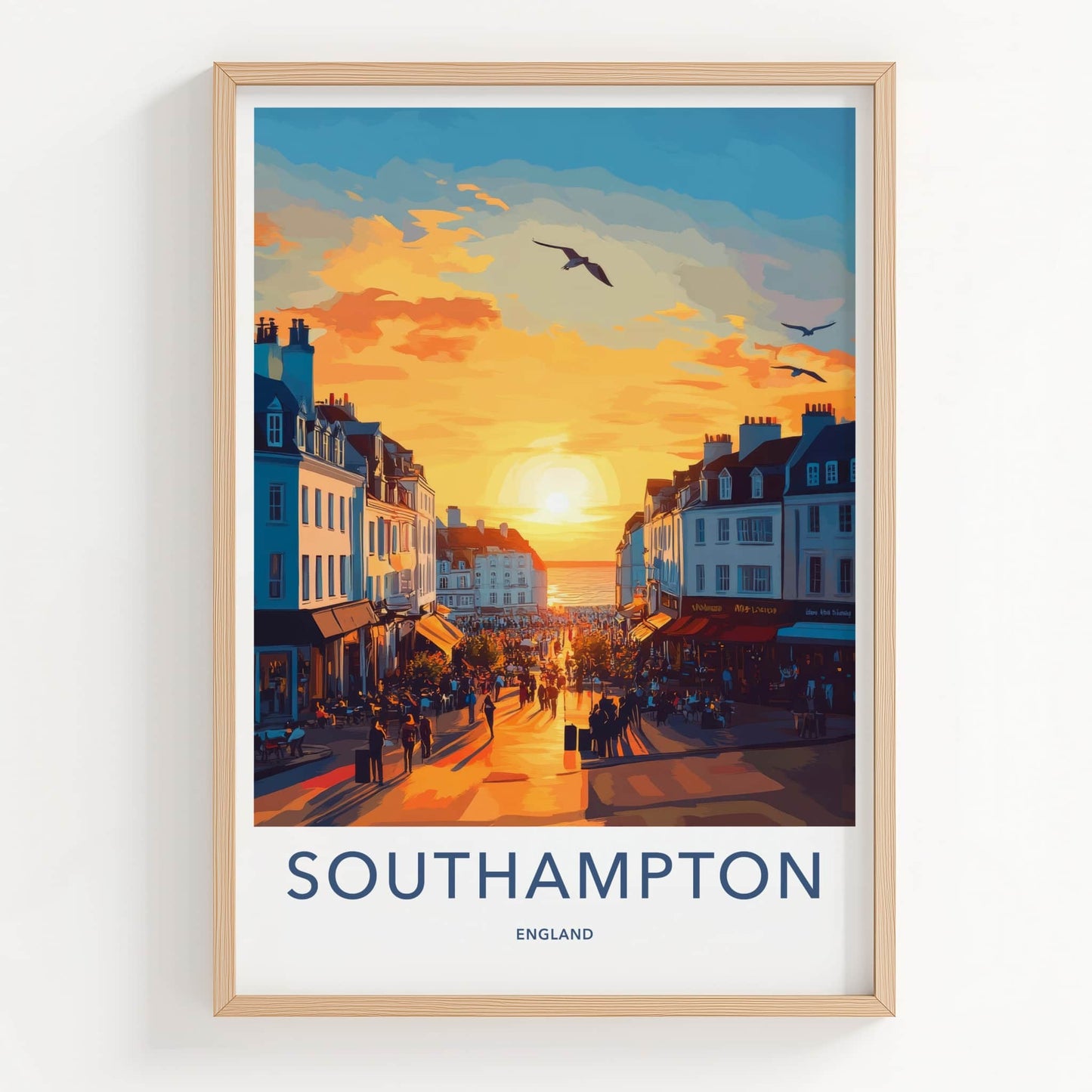 Southampton Poster - England Travel Art - Golden Hour Promenade Home Decor