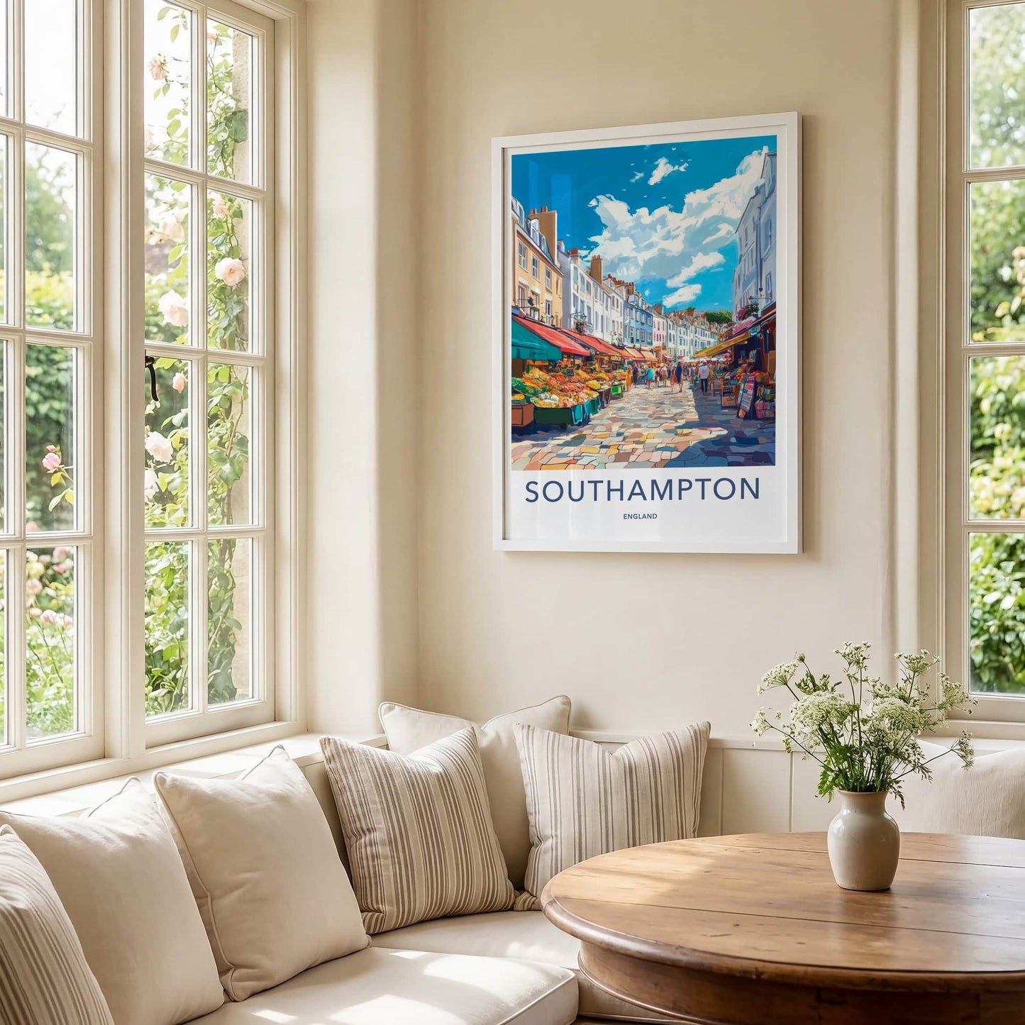 Southampton Poster - England Travel Art - Vibrant Market Street Wall Decor