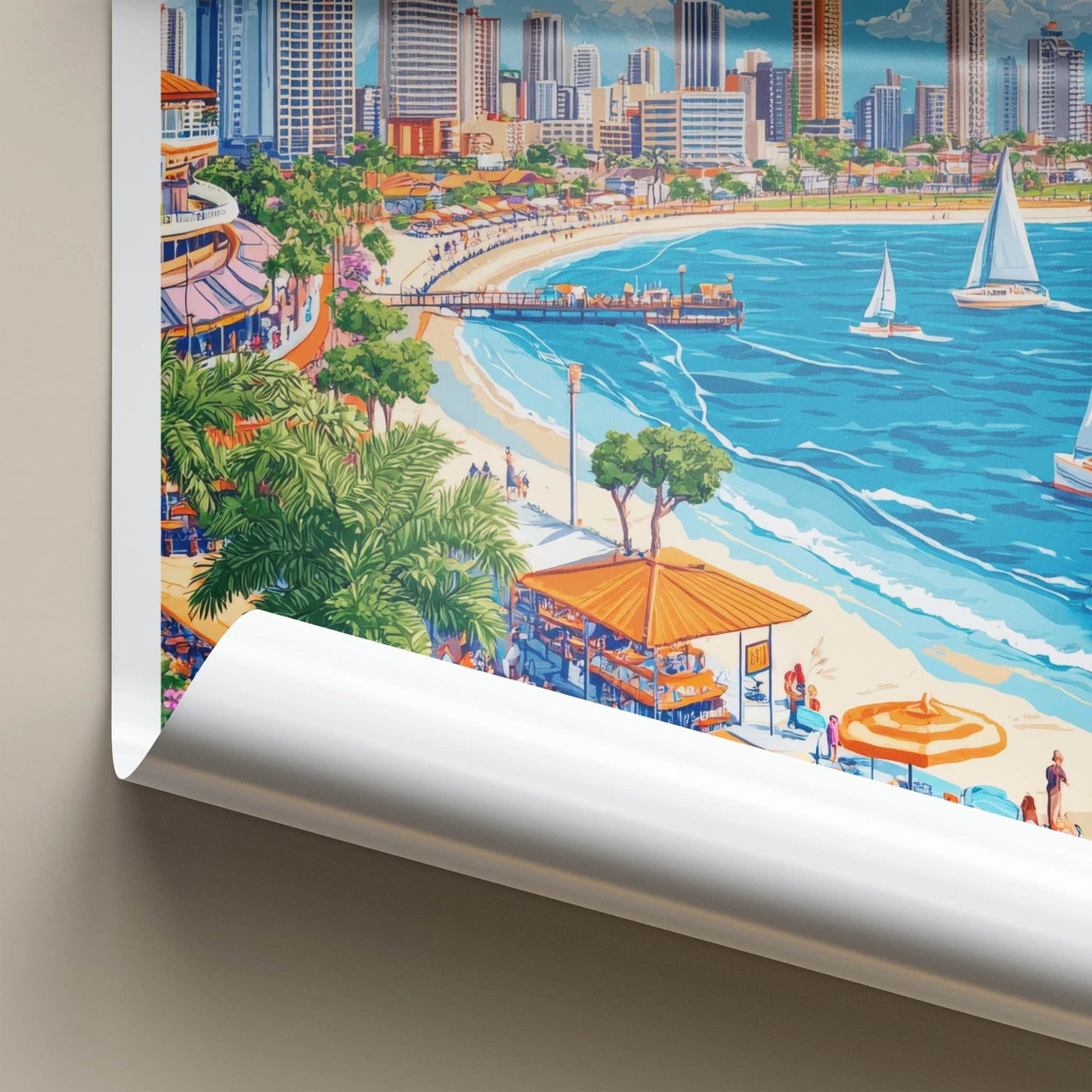 Southport Poster - Australia Travel Art - Vibrant Beach City Home Decor