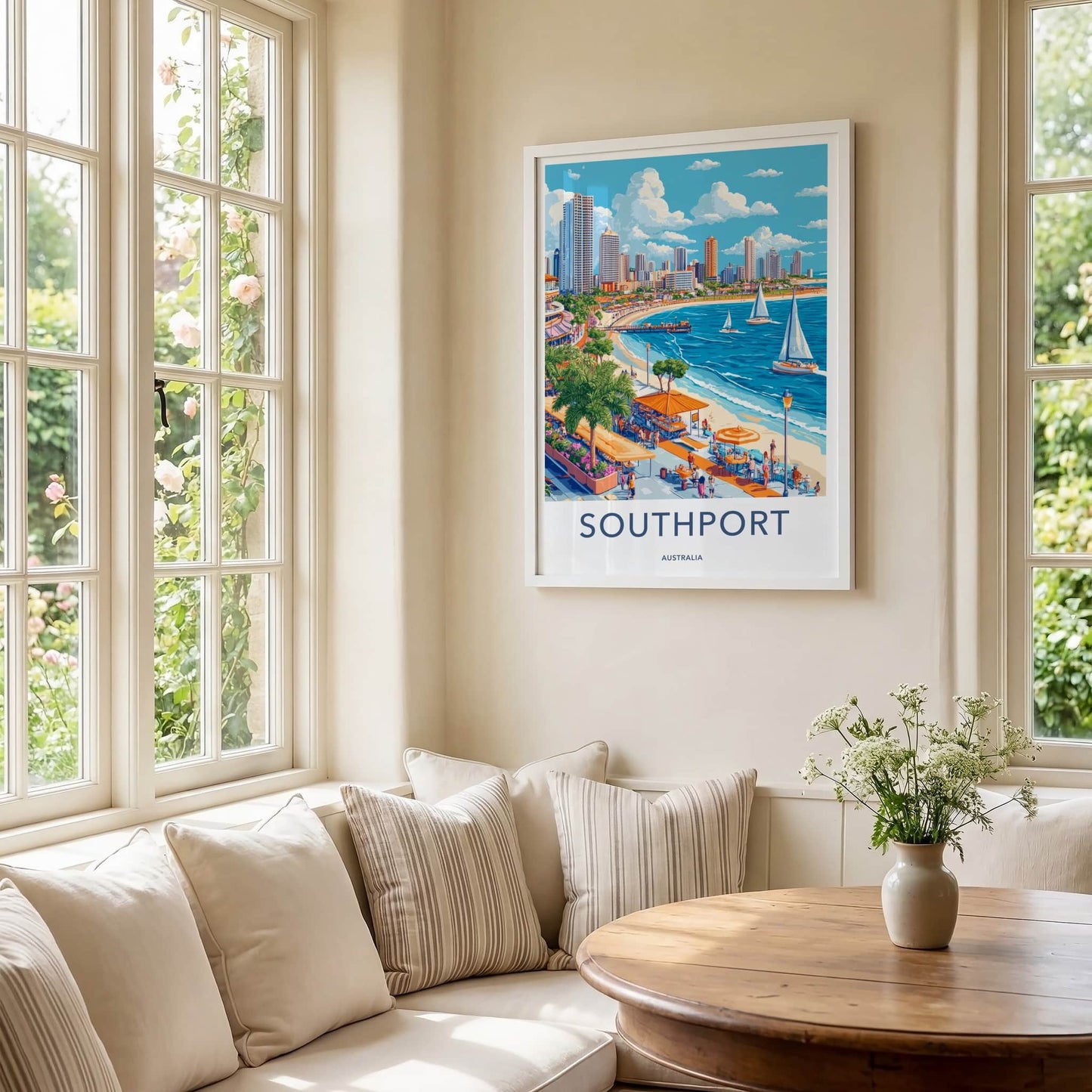 Southport Poster - Australia Travel Art - Vibrant Beach City Home Decor