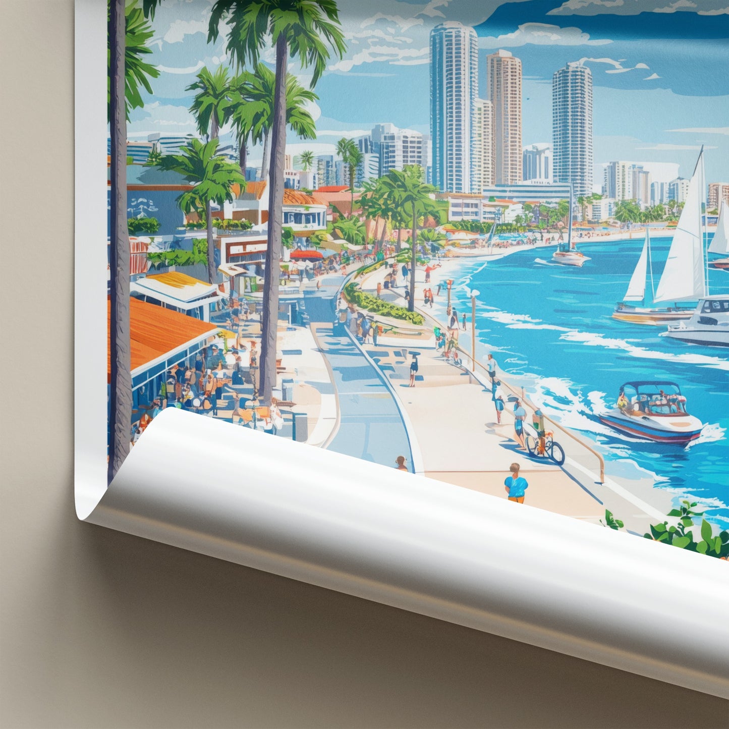 SOUTHPORT Poster - Australia Travel Art - Vibrant Coastal Promenade Wall Decor