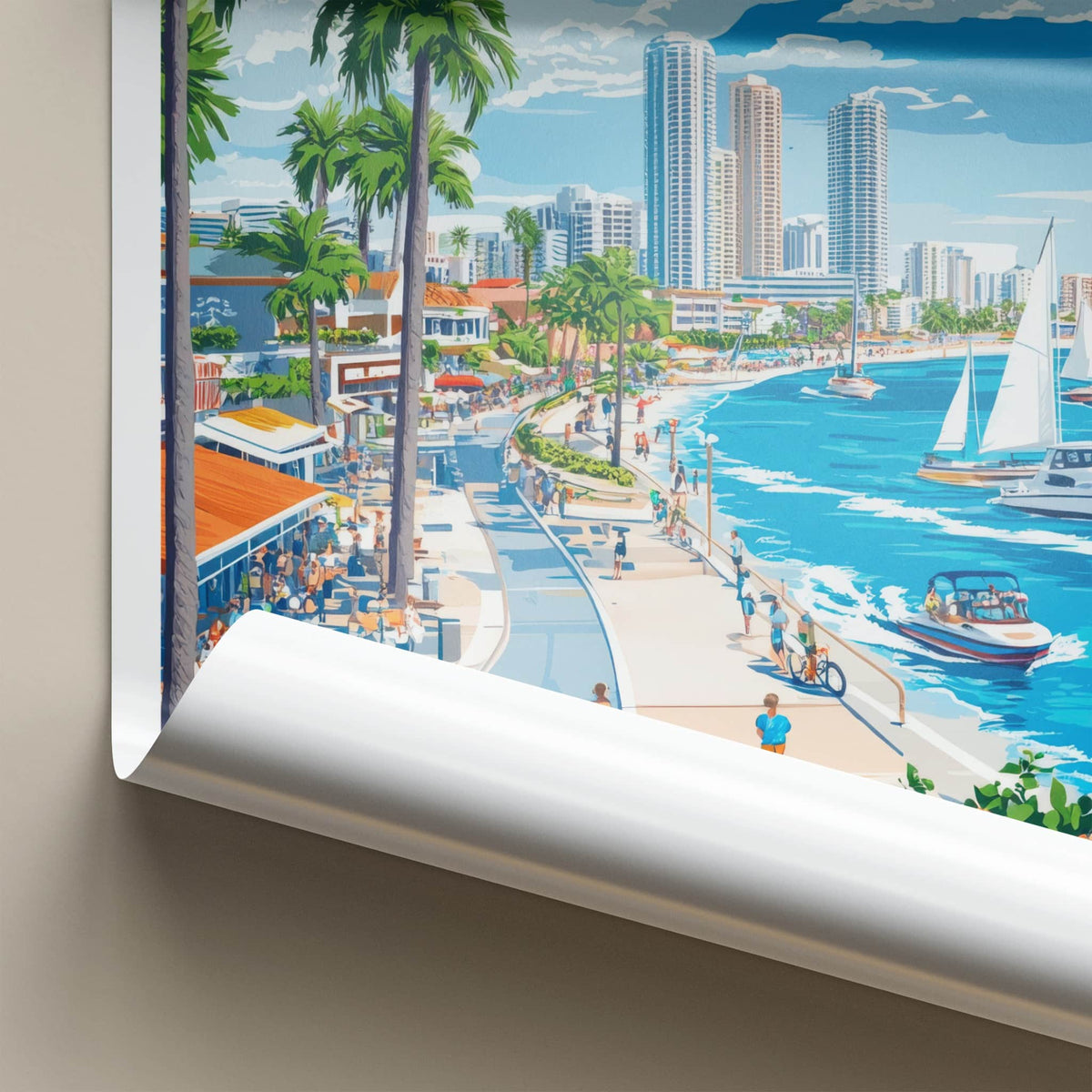 SOUTHPORT Poster - Australia Travel Art - Vibrant Coastal Promenade Wall Decor