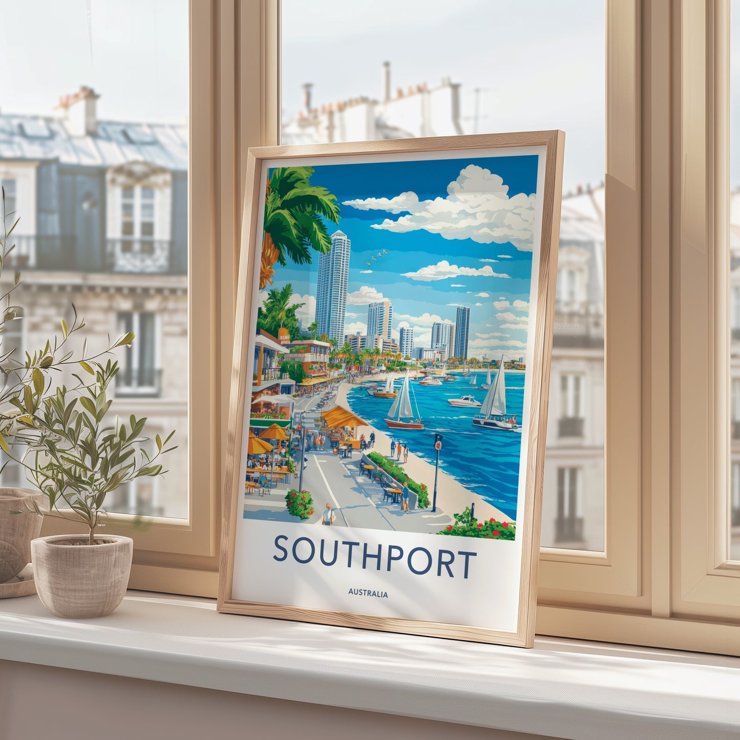 Southport Poster - Australia Travel Art - Vibrant Coastal Scene Home Decor