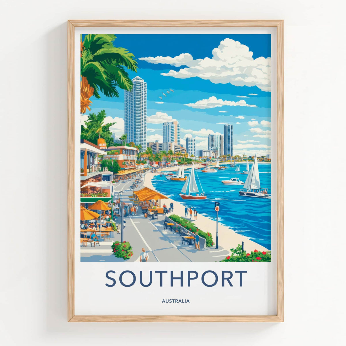 Southport Poster - Australia Travel Art - Vibrant Coastal Scene Home Decor