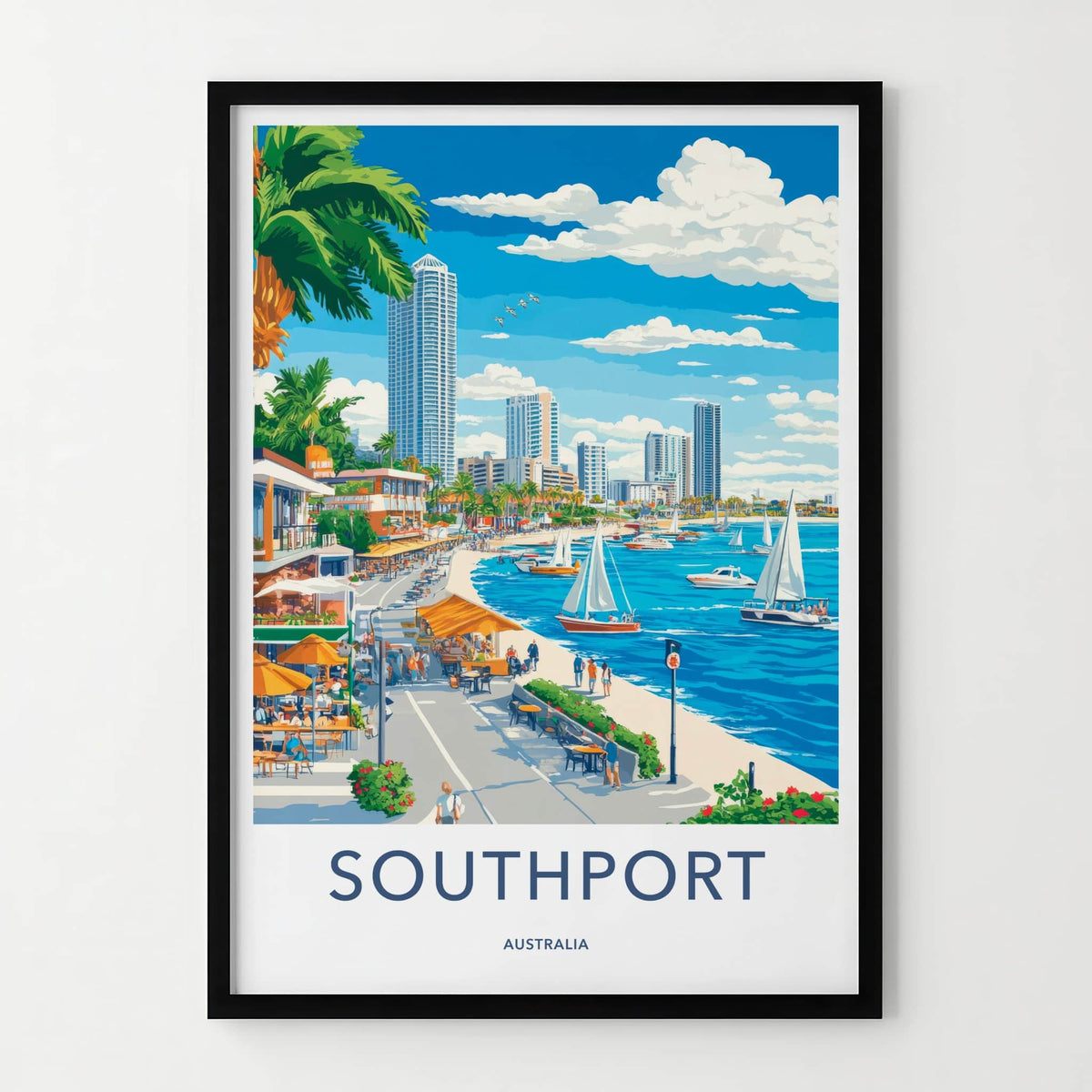 Southport Poster - Australia Travel Art - Vibrant Coastal Scene Home Decor