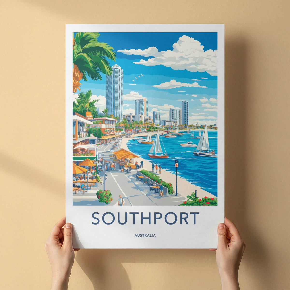 Southport Poster - Australia Travel Art - Vibrant Coastal Scene Home Decor