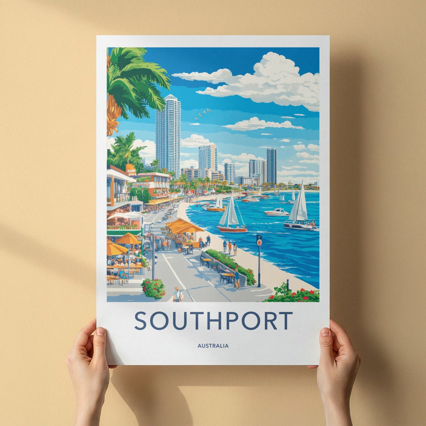 Southport Poster - Australia Travel Art - Vibrant Coastal Scene Home Decor