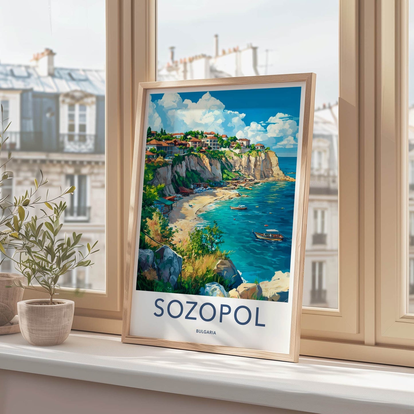 Sozopol Poster - Bulgaria Travel Art - Coastal Cliffs Town Home Decor
