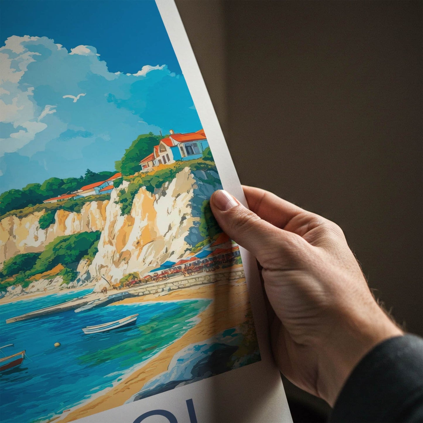 Sozopol Poster - Bulgaria Travel Art - Coastal Cliffside Village Home Decor