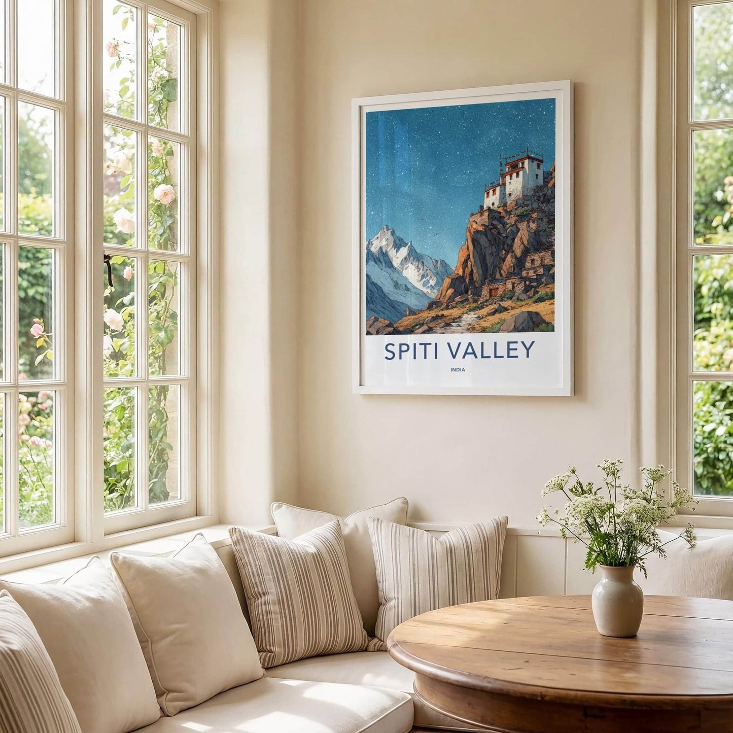 Spiti Valley Poster - India Fine Art - Himachal Pradesh Cliff Village Stars Gift