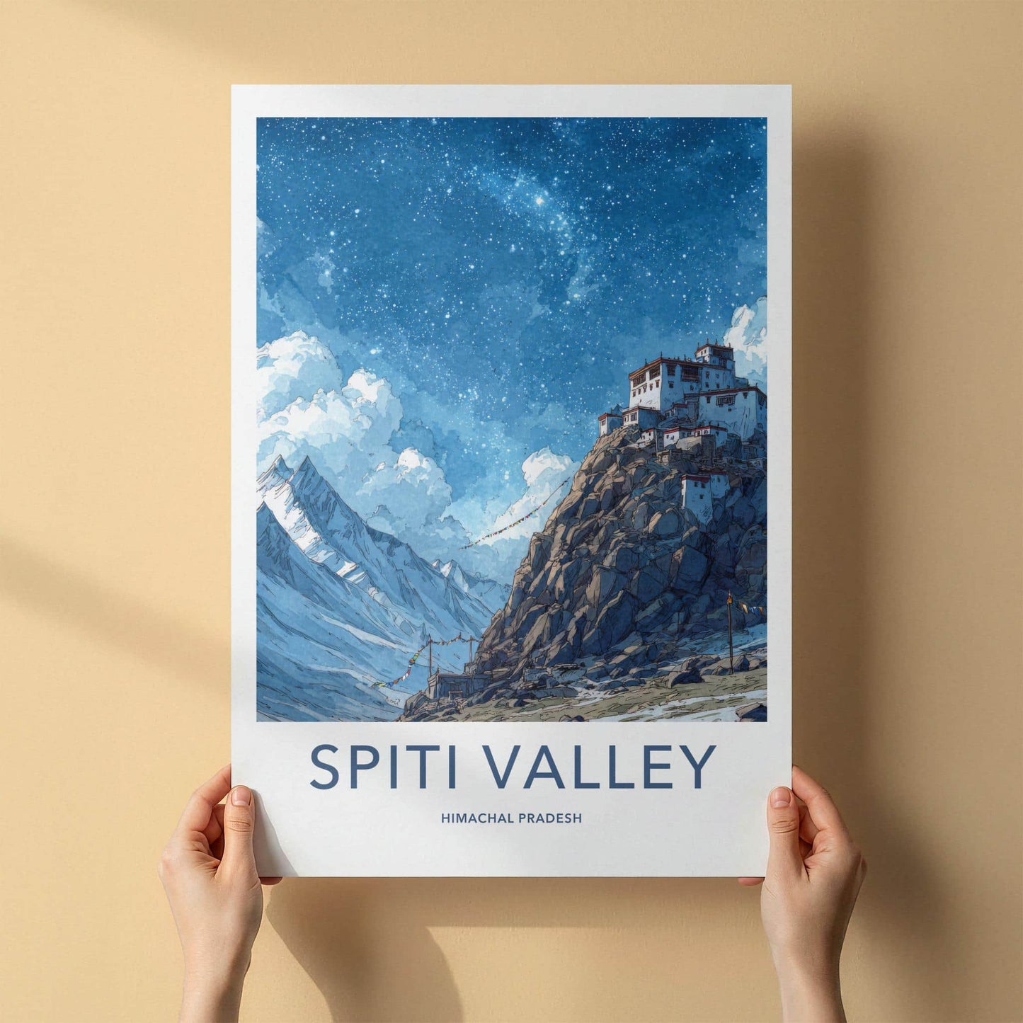 Spiti Valley Poster - India Fine Art - Himachal Pradesh Hilltop Starry Night Gift
