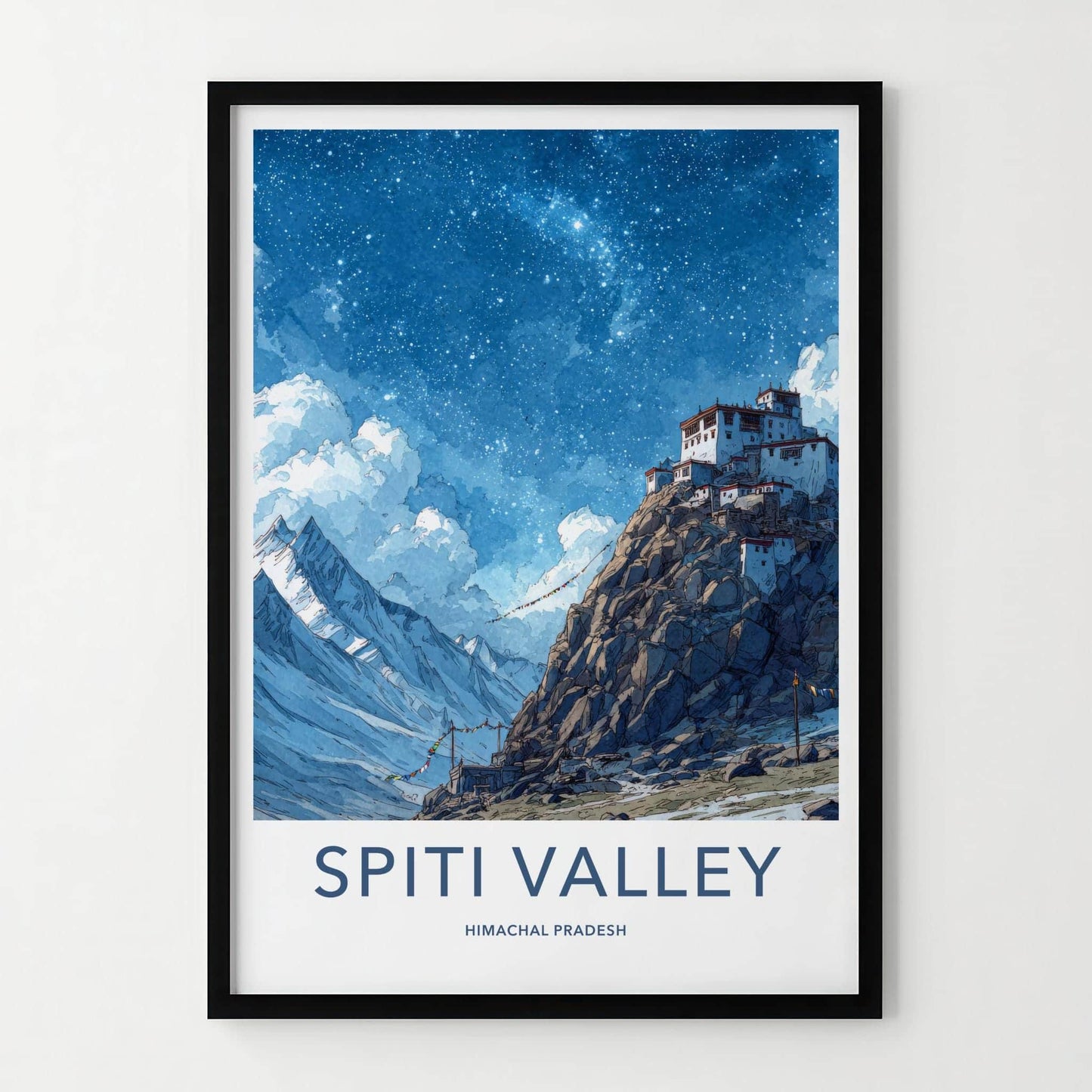 Spiti Valley Poster - India Fine Art - Himachal Pradesh Hilltop Starry Night Gift