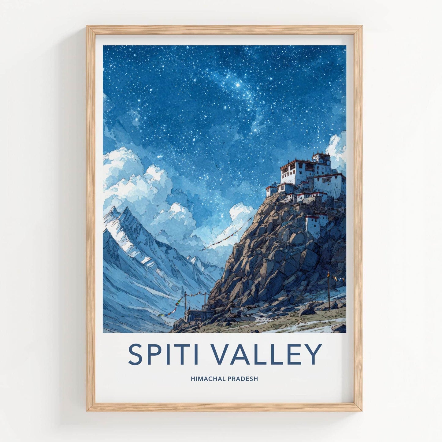 Spiti Valley Poster - India Fine Art - Himachal Pradesh Hilltop Starry Night Gift