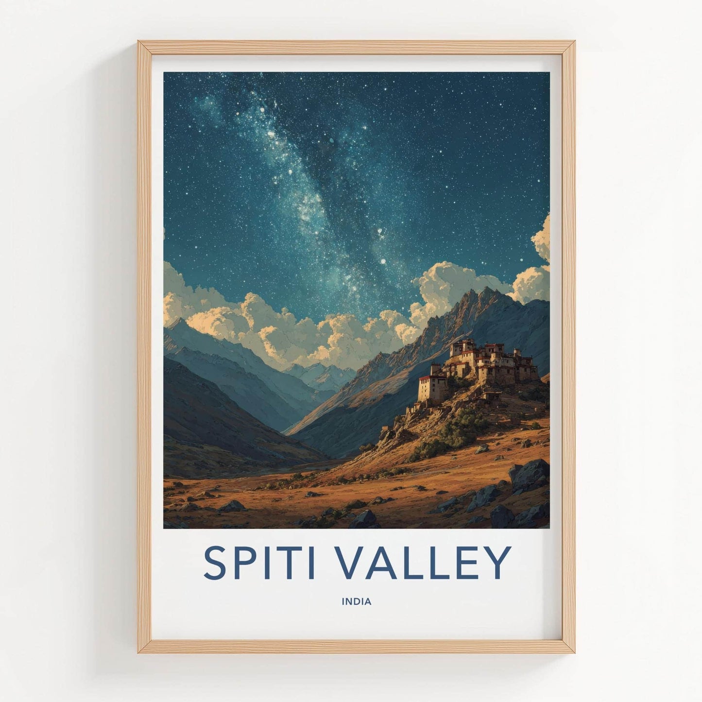 Spiti Valley Poster - India Fine Art - Himachal Pradesh Valley Monastery Stars Gift