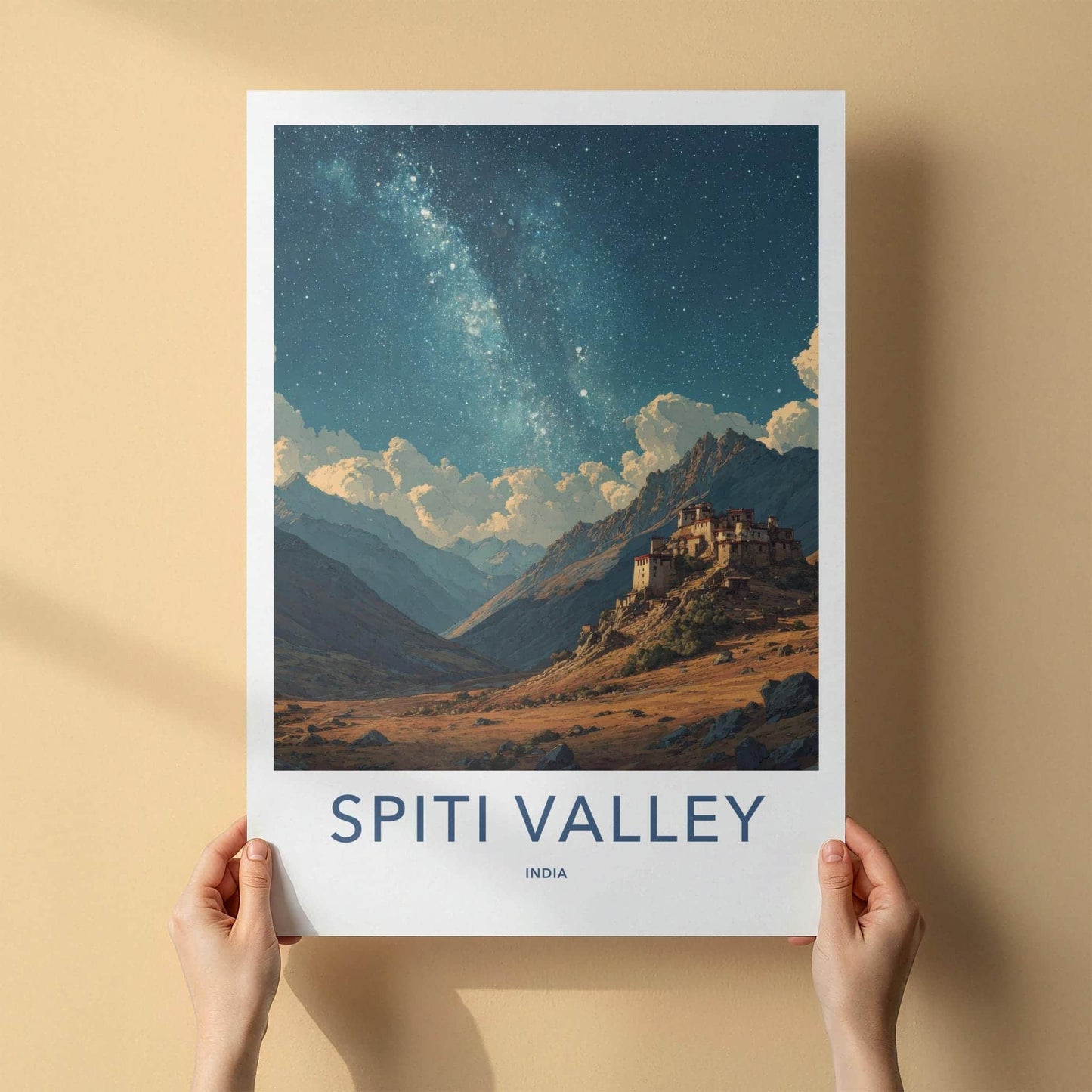Spiti Valley Poster - India Fine Art - Himachal Pradesh Valley Monastery Stars Gift