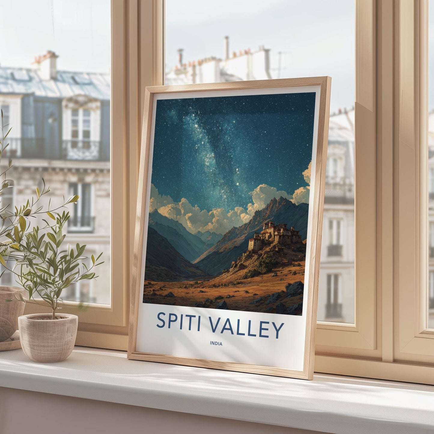 Spiti Valley Poster - India Fine Art - Himachal Pradesh Valley Monastery Stars Gift
