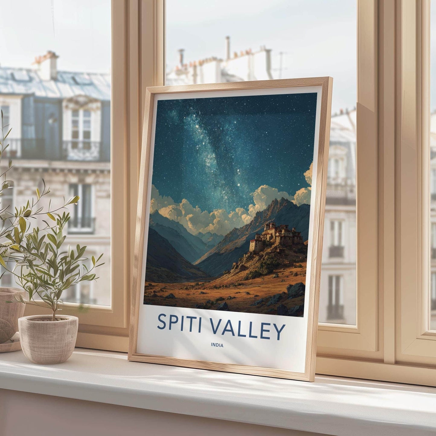 Spiti Valley Poster - India Fine Art - Himachal Pradesh Valley Monastery Stars Gift