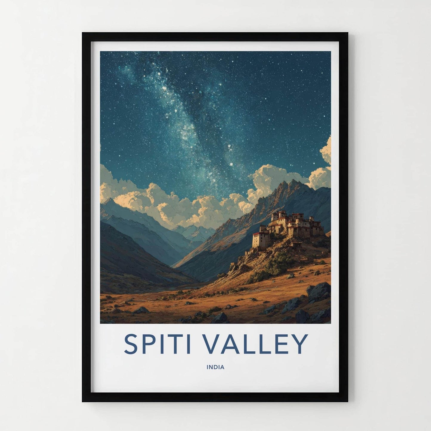 Spiti Valley Poster - India Fine Art - Himachal Pradesh Valley Monastery Stars Gift