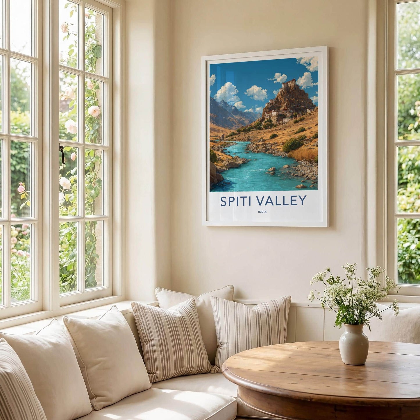 Spiti Valley Poster - India Travel Art - Himachal Monastery River Home Decor