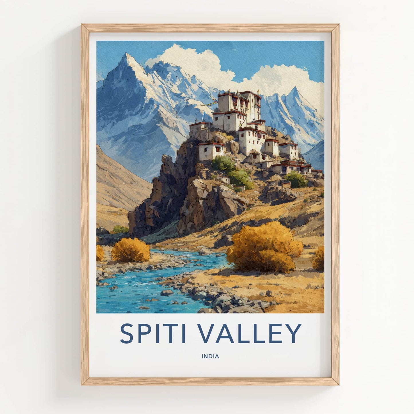 Spiti Valley Poster India Travel Art Himachal Pradesh Monastery Gallery Art