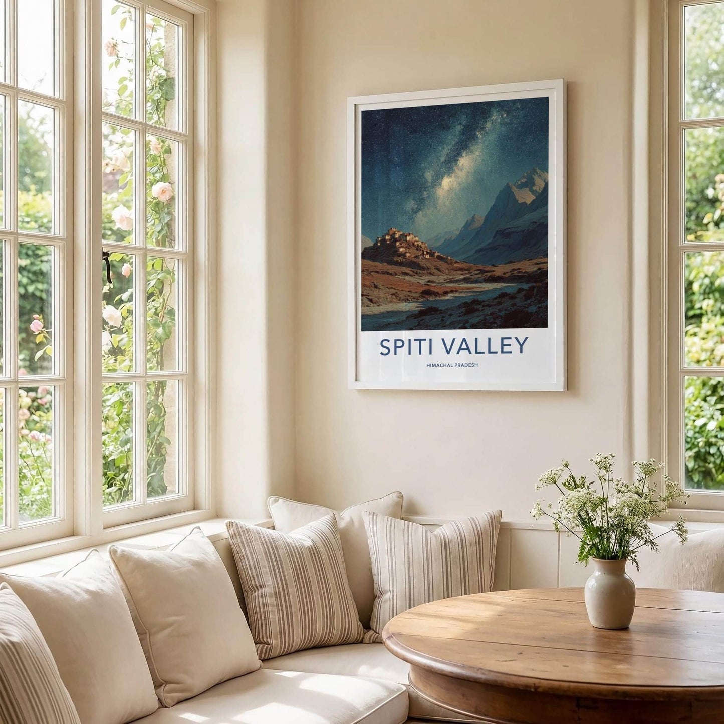 Spiti Valley Poster - India Travel Art - Himachal Pradesh Starry Mountain Village Gallery Art