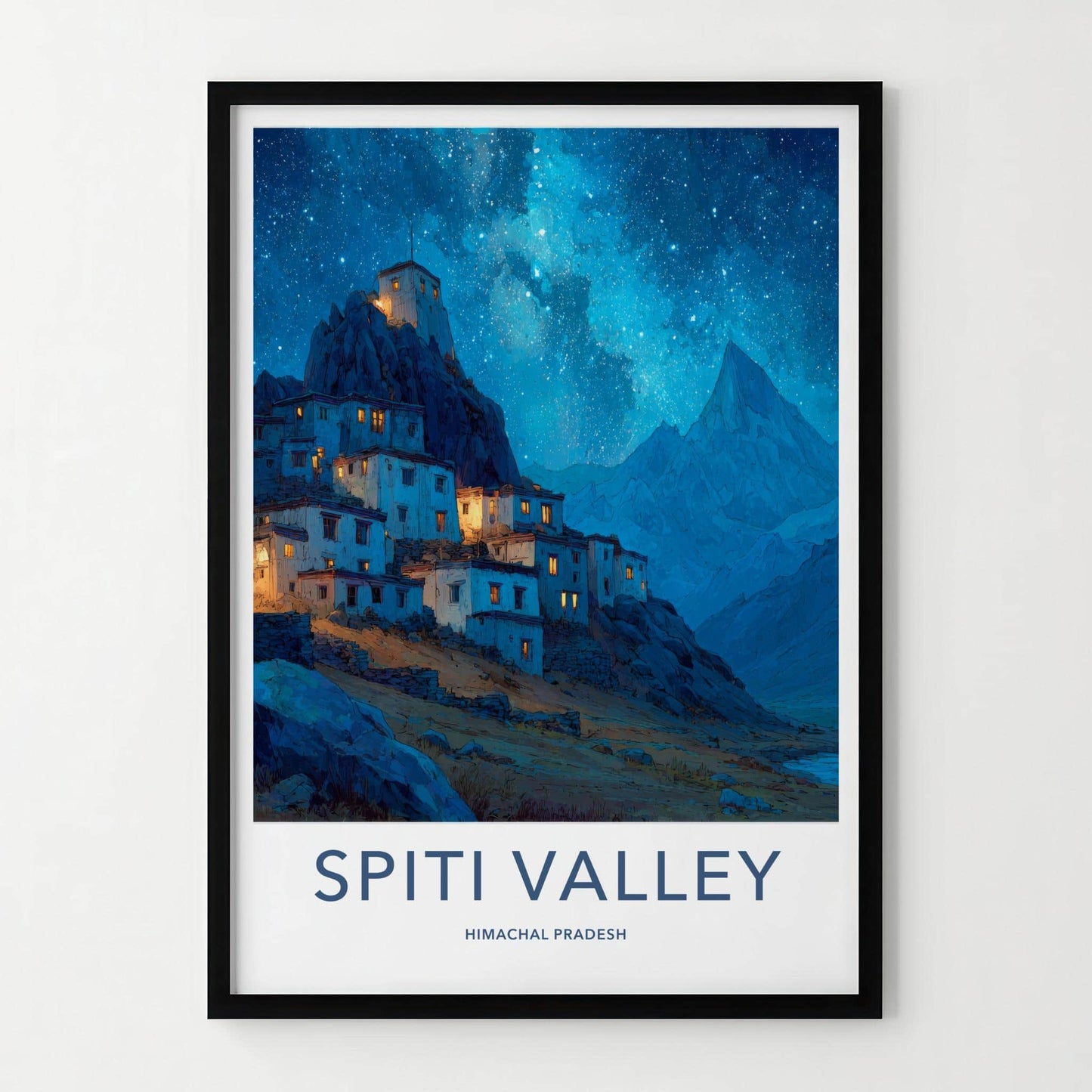 Spiti Valley Poster - India Travel Art - Himachal Pradesh Village Home Decor