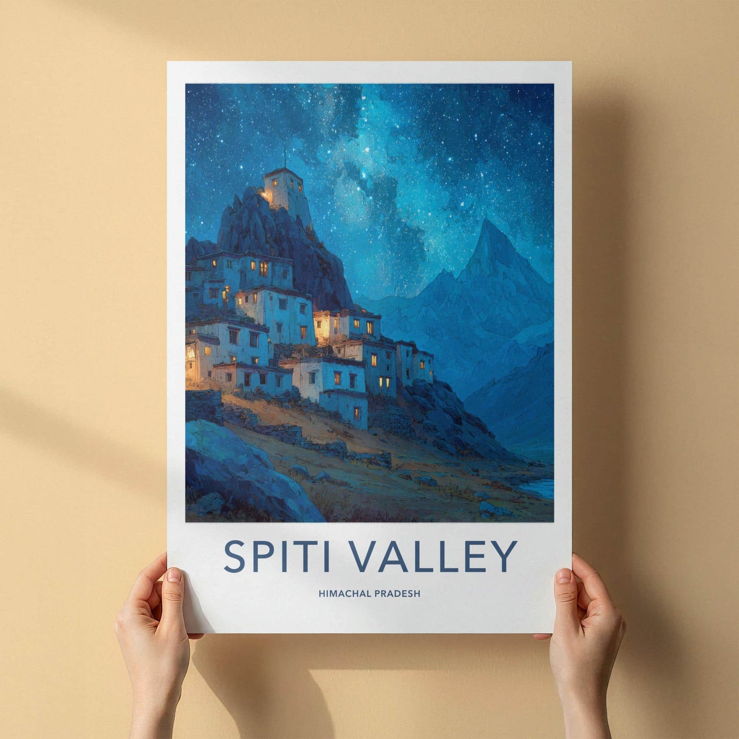 Spiti Valley Poster - India Travel Art - Himachal Pradesh Village Home Decor