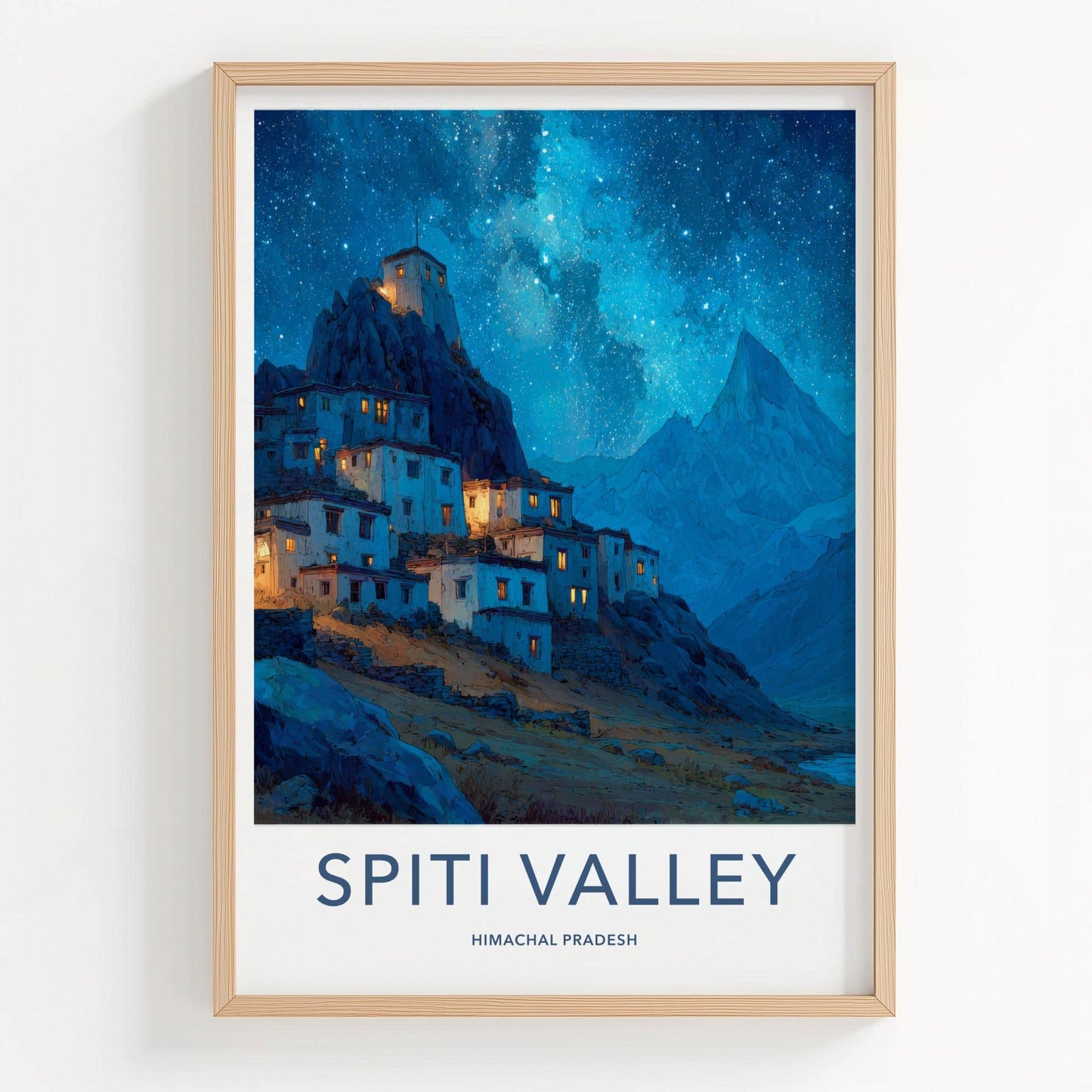Spiti Valley Poster - India Travel Art - Himachal Pradesh Village Home Decor