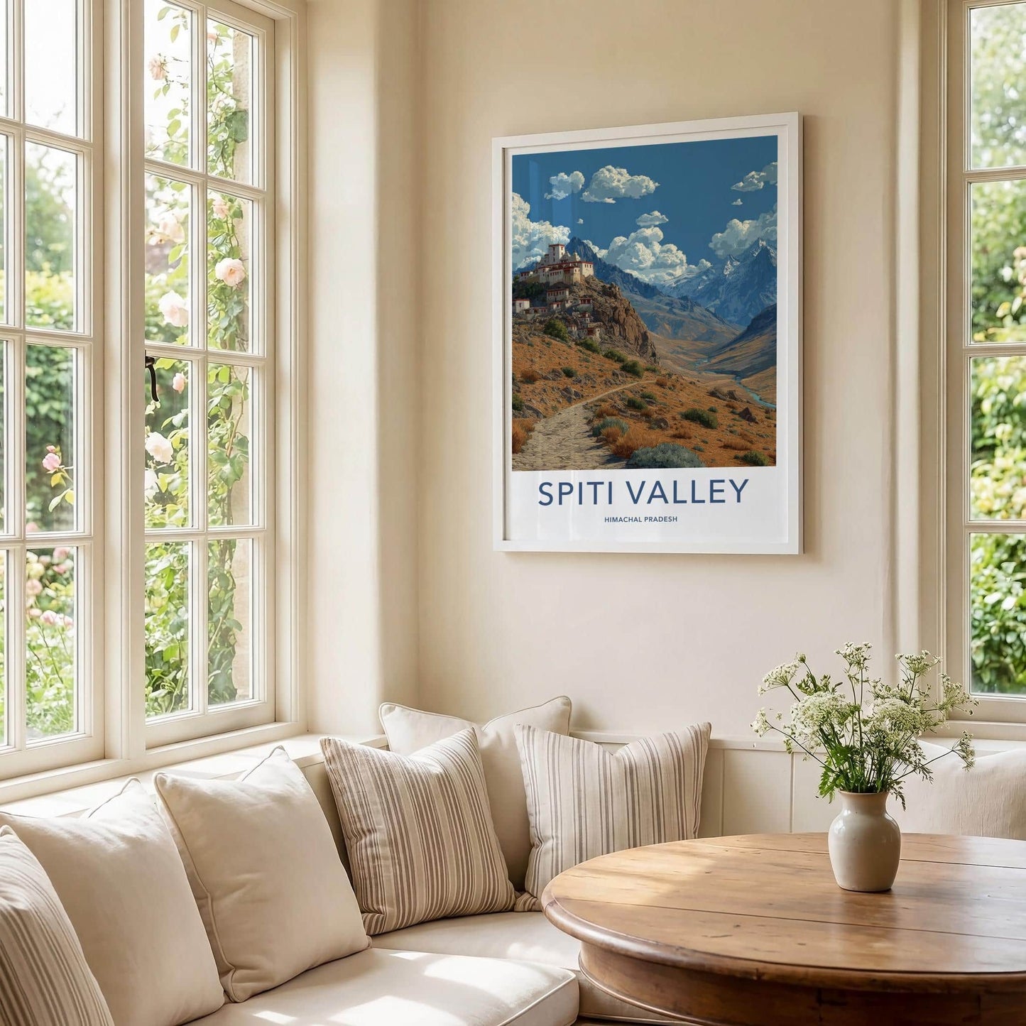 Spiti Valley Poster - India Wall Art - Himachal Pradesh Monastery Valley View Gift