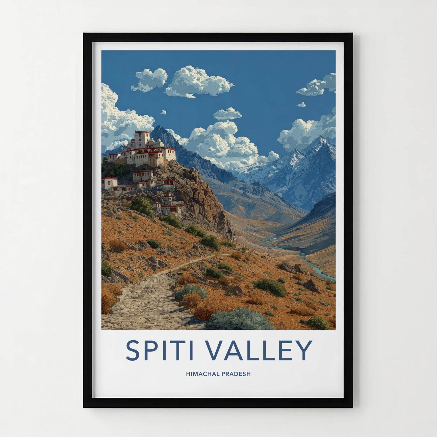 Spiti Valley Poster - India Wall Art - Himachal Pradesh Monastery Valley View Gift