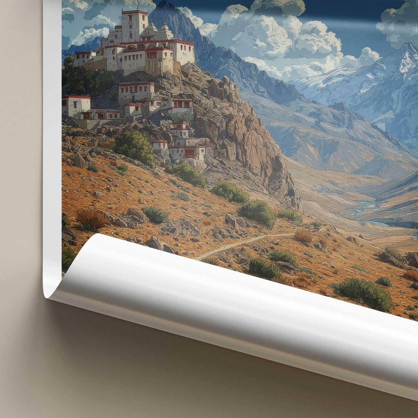 Spiti Valley Poster - India Wall Art - Himachal Pradesh Monastery Valley View Gift