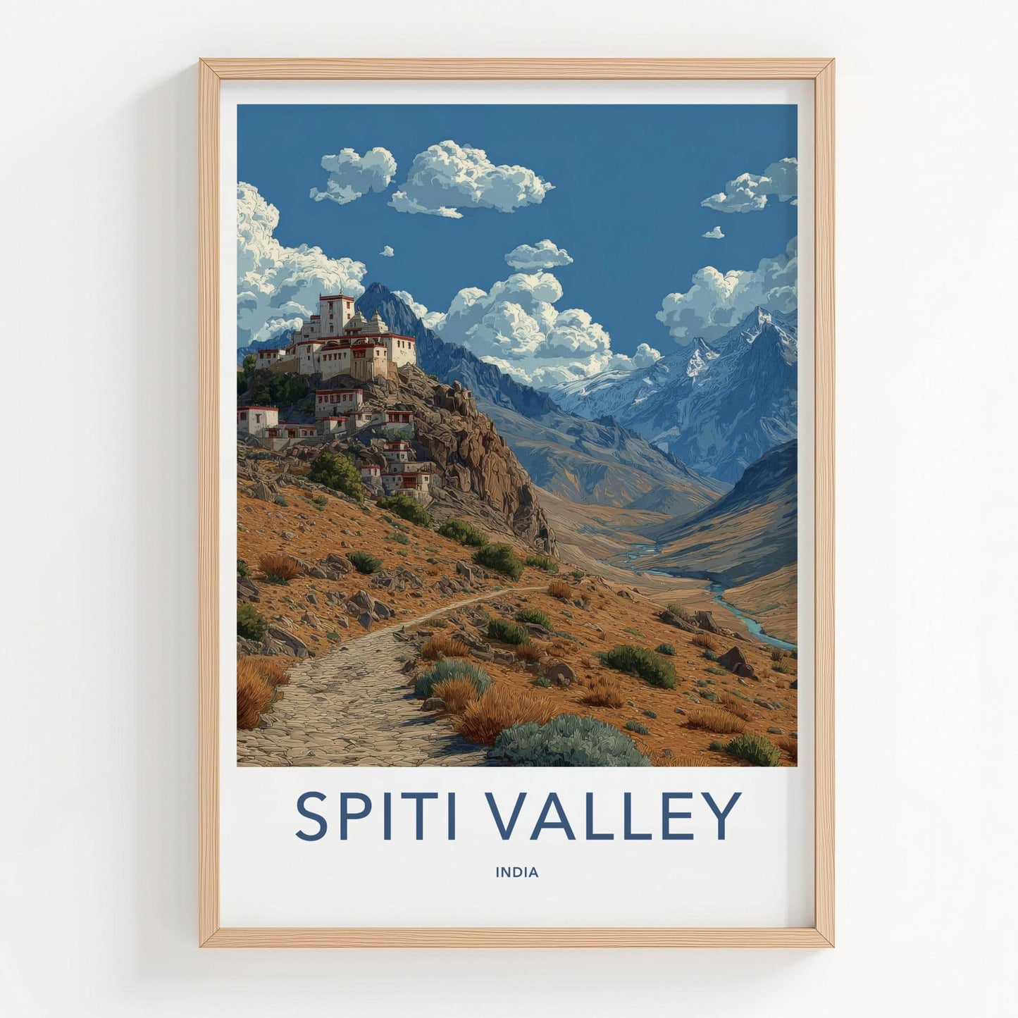Spiti Valley Poster - India Wall Art - Himachal Pradesh Monastery Valley Views Gift