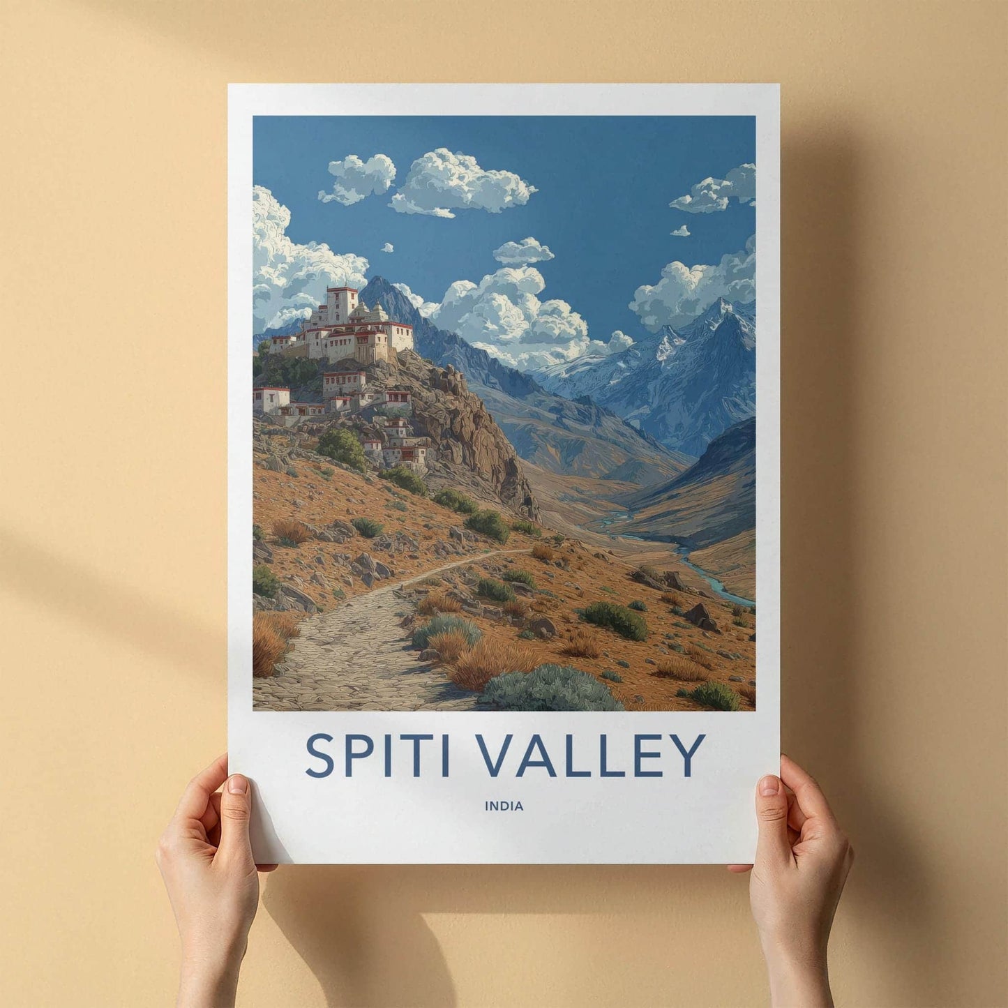Spiti Valley Poster - India Wall Art - Himachal Pradesh Monastery Valley Views Gift